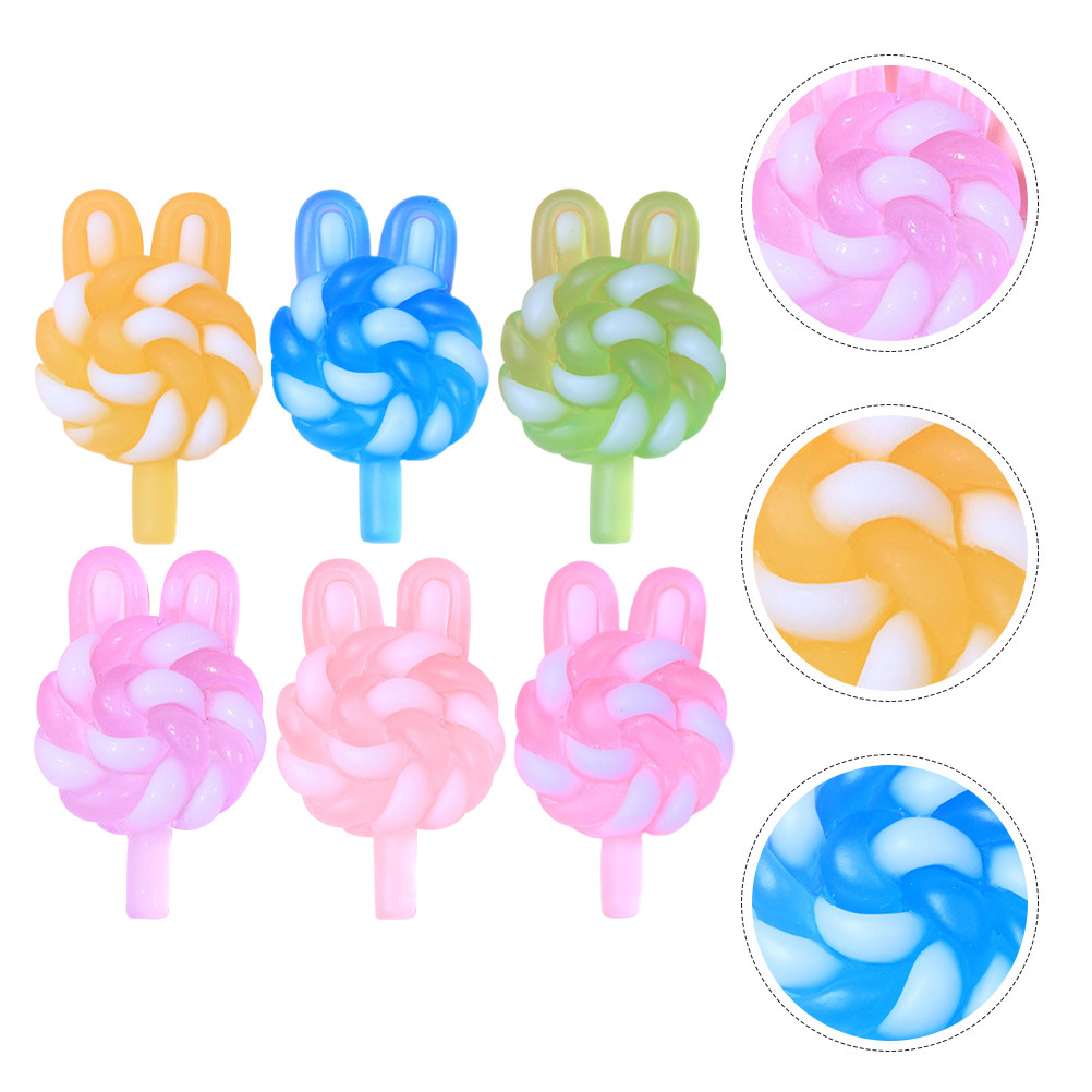 Resin Crafts Diy - 24Pcs Cute Cartoon Lollipop Charms Rabbit