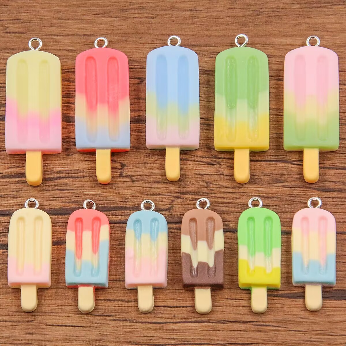 Resin Crafts Diy - 6Pcs Gradient Ice Pop Resin Charms