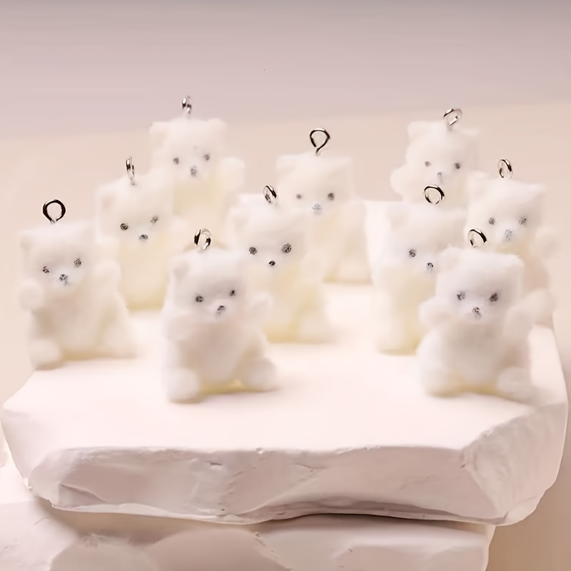 Resin Crafts Diy - 6Pcs Polar Bear Resin Charms Christmas