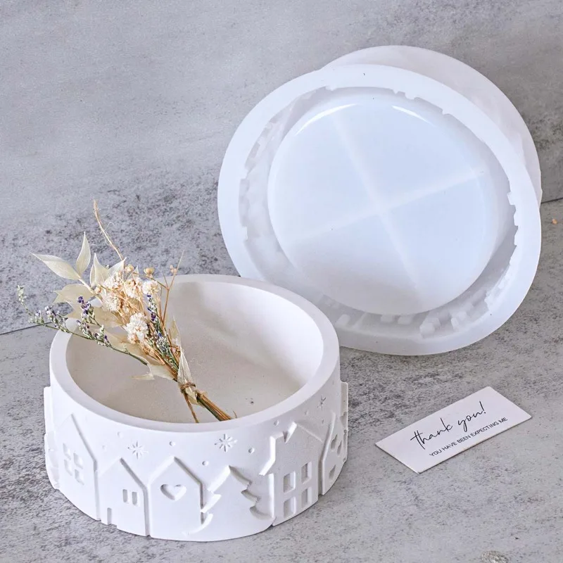 Coaster Mold Round - Relief House Bowl Silicone Mold Diy