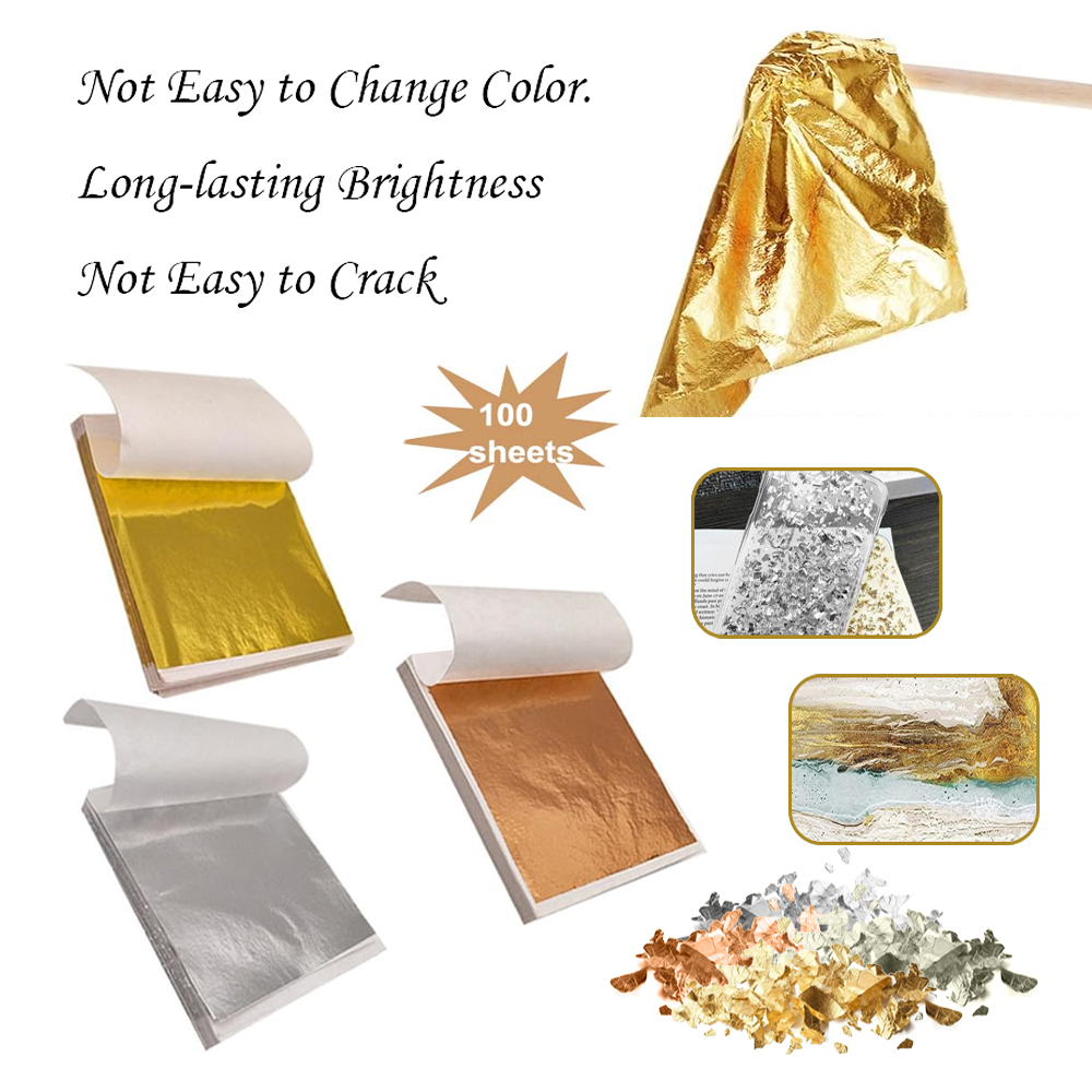 Gold Foil Flakes - 100pcs Imitation Golds Silver Coppers Foil