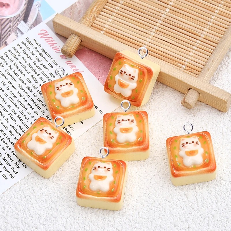 Resin Crafts Diy - 10Pcs Kawaii Cat Toast Bread Resin