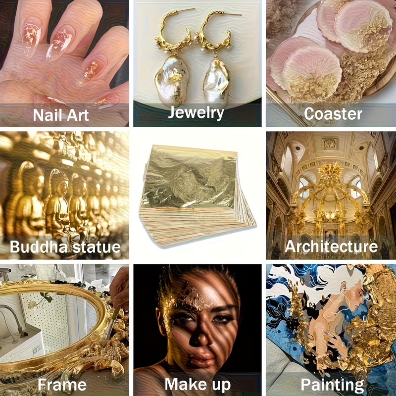 Set of 100Pcs Imitation Gold F - Gold Foil Flakes recension och pris