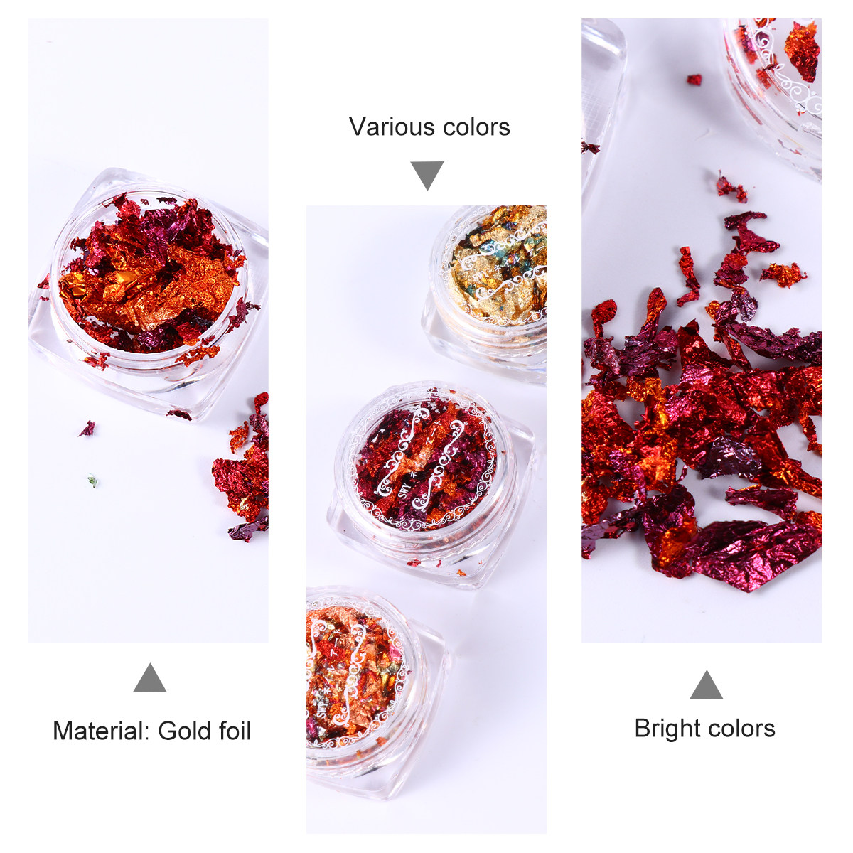 3 Box Gold Leaf Flakes Imitati - Gold Foil Flakes recension och pris