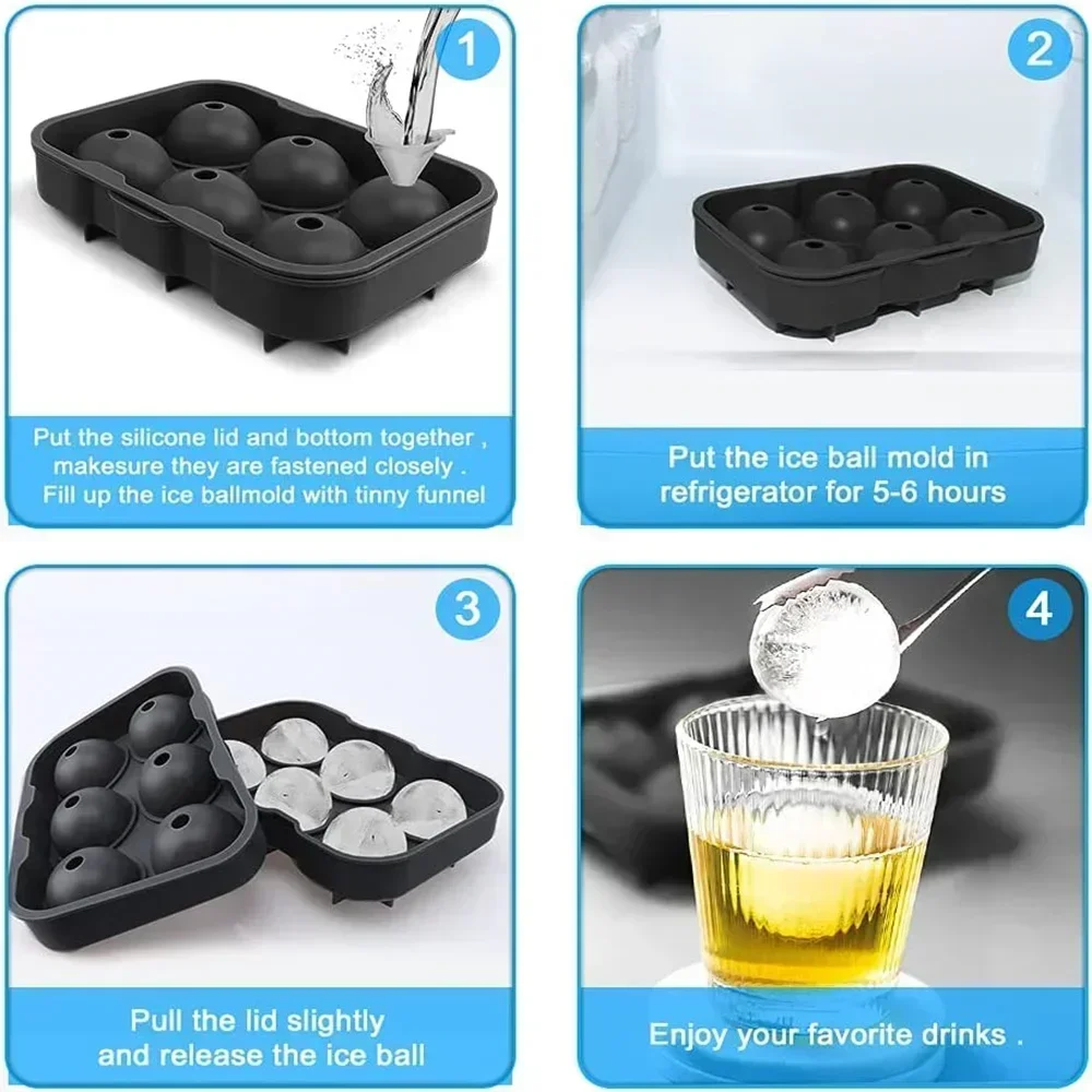 6 Cavity Ice Ball Mold Food Gr - Silicone Mold Tray recension och pris
