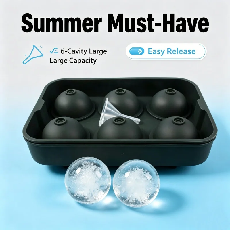 6 Cavity Ice Ball Mold Food Gr - Silicone Mold Tray recension och pris